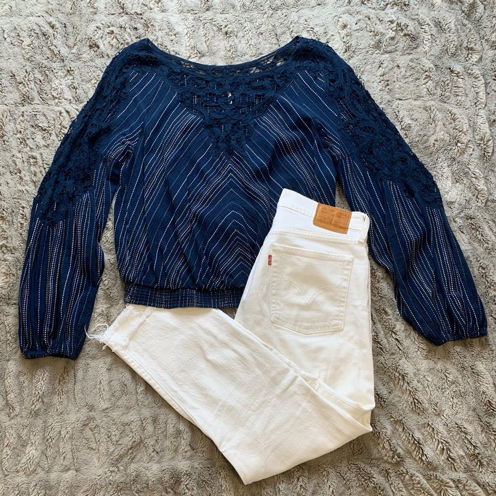 Free People Crochet Neck Top